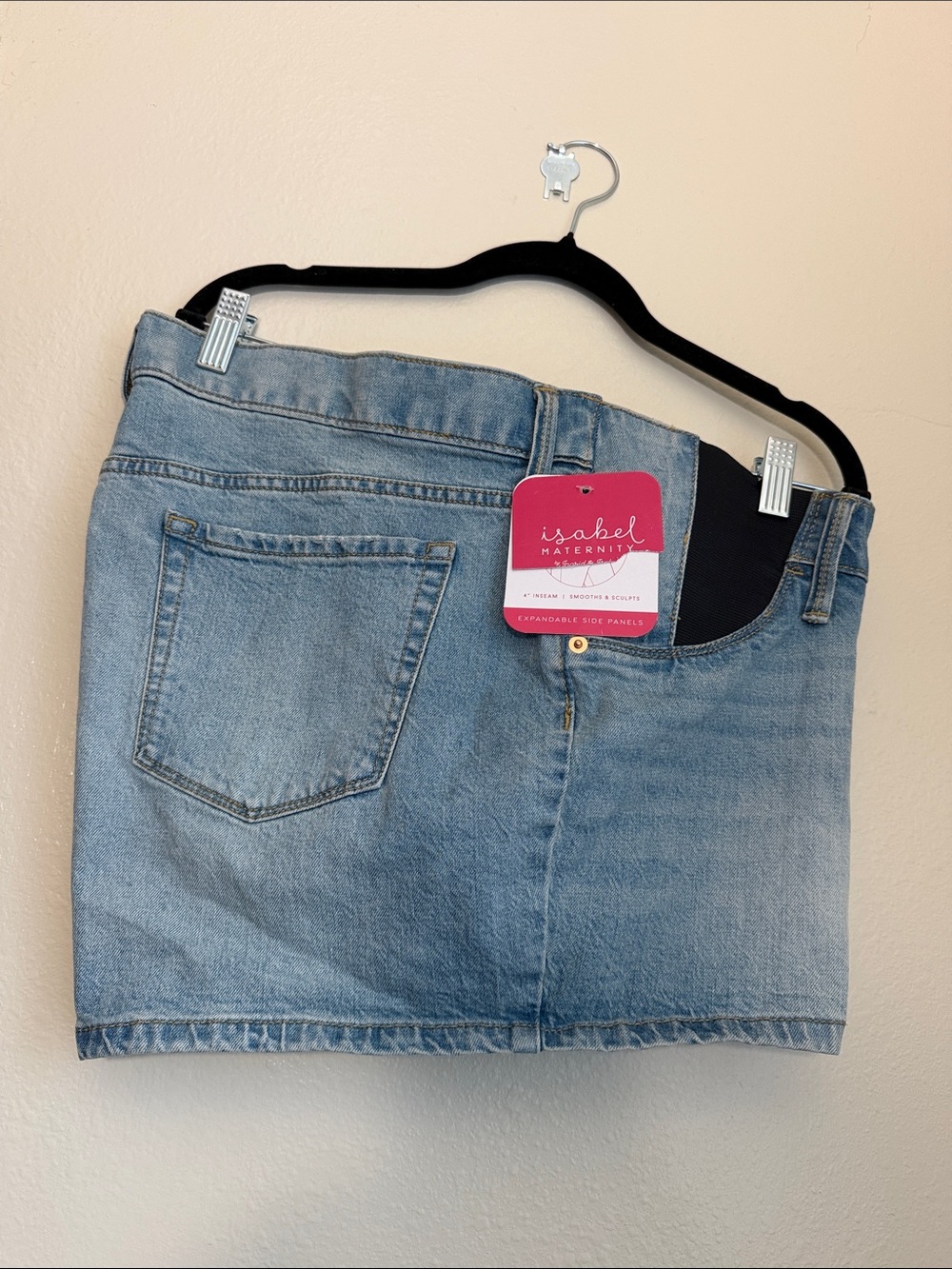 Isabel Maternity by Ingrid & Isabel Light Blue Denim Jean Shorts Size 16